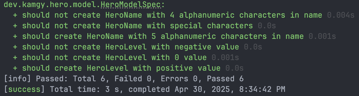 Green tests